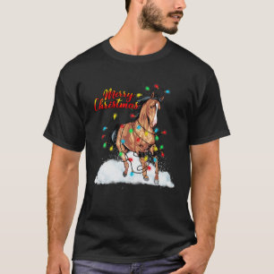 Funny HorChristmas Lights Pajamas Pferde Santa H T-Shirt