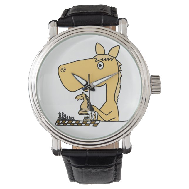 Funny Horning Schach Beobachten Armbanduhr (Vorderseite)