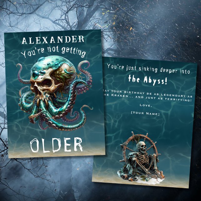 Funny Horror dachte Kraken Skull für ihn Geburtsta Karte (Von Creator hochgeladen)