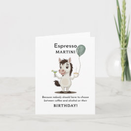 Funny Horse Birthday Card Kaffee und Martini Dankeskarte