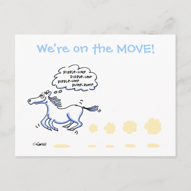 Funny Horse Cartoon Änderung Anschrift Postkarte (Vorderseite)