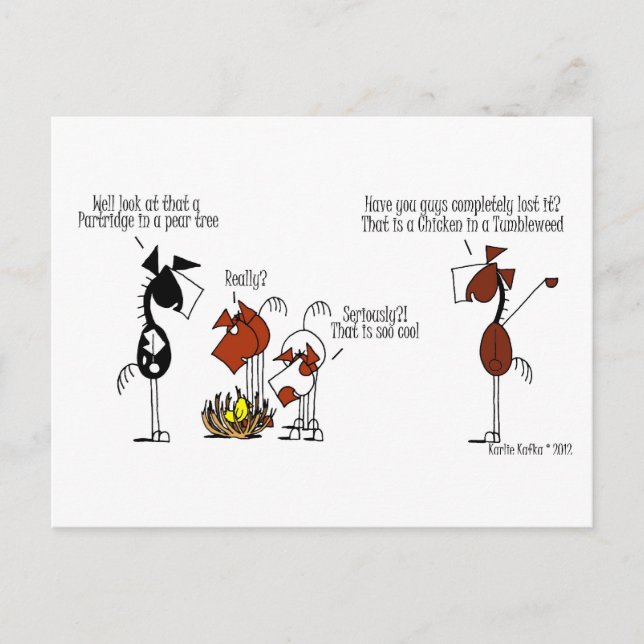 Funny Horse & Chicken Cartoon Postkarte (Vorderseite)