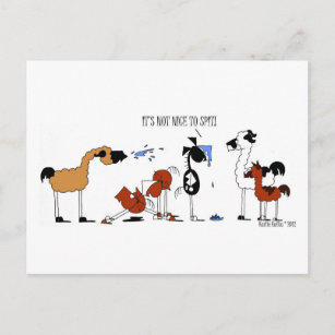 Funny Horse & Llama Cartoon Postkarte