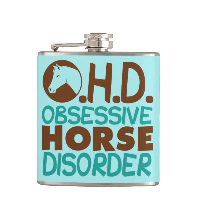 Funny Horse Lover Equine Aquamarin Flachmann (Vorderseite)
