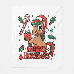 Funny Horse Merry Horsemas Fleecedecke