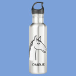 Funny Horse Personalisiert Edelstahlflasche<br><div class="desc">Ein lustiges Cartoon Pferdedesign für diejenigen,  die Tiere,  Pferde und Reiten Liebe. Ändern Sie den Namen,  um ihn zu personalisieren.</div>