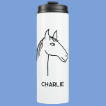 Funny Horse Personalisiert Thermosbecher<br><div class="desc">Ein lustiges Cartoon Pferdedesign für diejenigen, die Tiere, Pferde und Reiten Liebe. Ändern Sie den Namen, um ihn zu personalisieren.</div>
