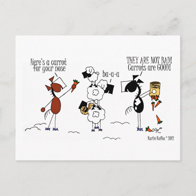 Funny Horse & Sheep Snowman Cartoon Postcard Postkarte (Vorderseite)
