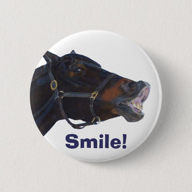 Funny Horse Smile Button (Vorderseite)