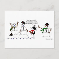 Funny Horse & Snowman Cartoon Postcard