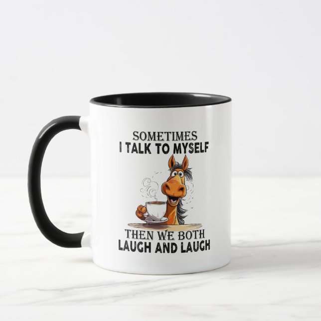 Funny Horse spricht mit mir selbst - wir lachen be Tasse (Links)