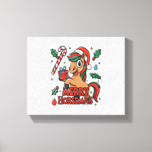 Funny Horse Sublimierung, Merry Horsemas Leinwanddruck