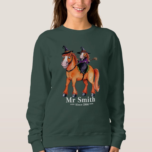 Funny Horse Witch Couple Sweatshirt (Vorderseite)