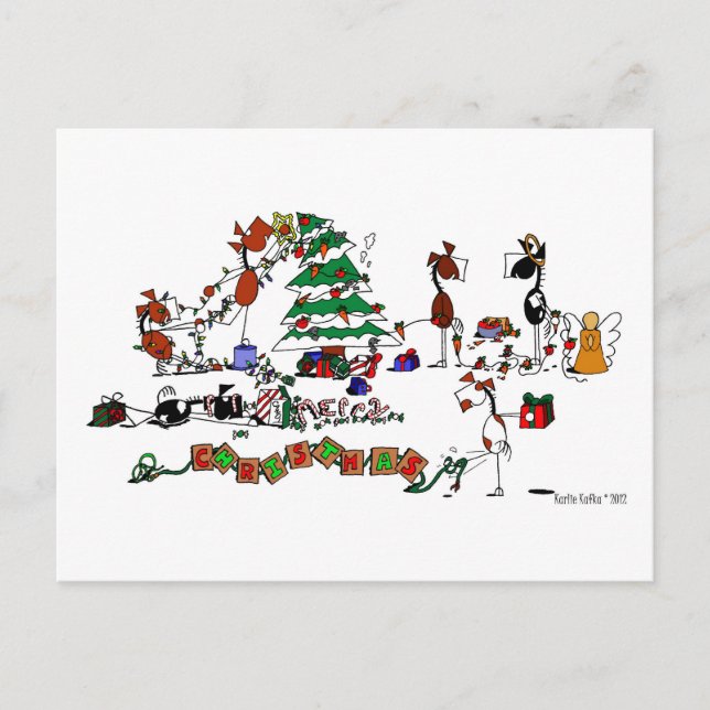 Funny Horses Decoration Pasta Cartoon Postkarte (Vorderseite)