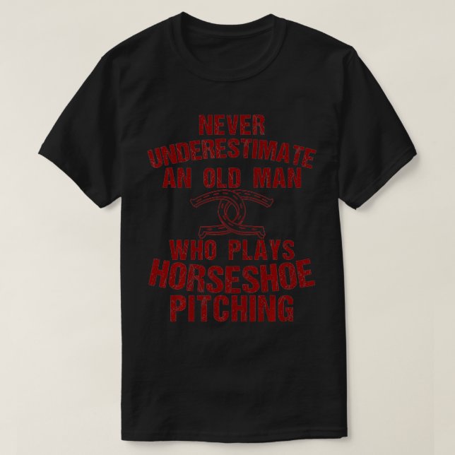 Funny Horseshoe Pitching Gift Cool Old Man Throw G T-Shirt (Design vorne)