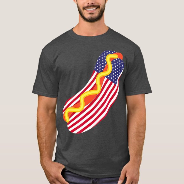 Funny Hot Dog 4. Juli USA Patriotic Hot Dog T-Shirt (Vorderseite)