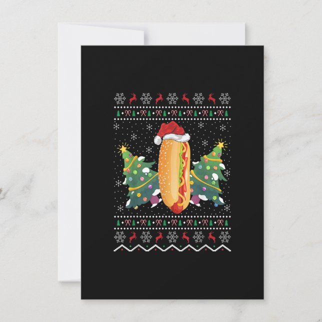 Funny Hot Dog Dish Lover Xmas Ugly Hot Dog Christi Einladung (Vorderseite)