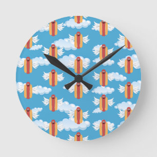 Funny Hot Dog Emoji bedeutet Food Spaß Emojis Joke Runde Wanduhr