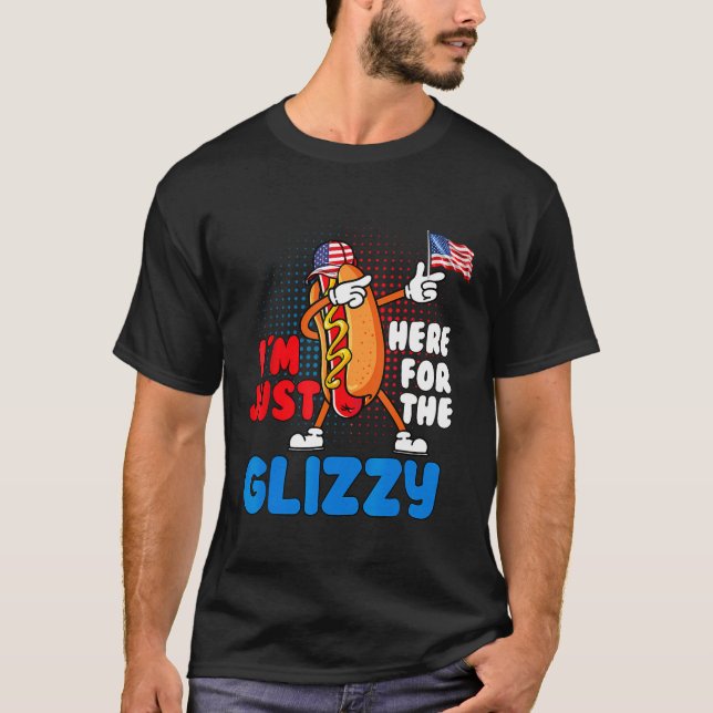 Funny Hot Dog Ich bin gerade hier für den glänzend T-Shirt (Vorderseite)