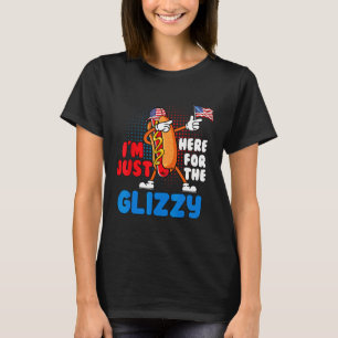 Funny Hot Dog Ich bin gerade hier für den glänzend T-Shirt