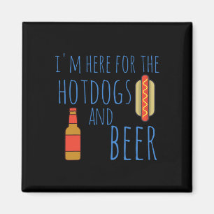 Funny Hot Hundeshirt Ich bin hier für die Hotdogs Magnet