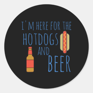 Funny Hot Hundeshirt Ich bin hier für die Hotdogs Runder Aufkleber