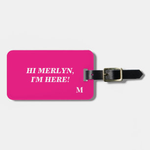 Funny Hot Pink Monogram Typografy Name Script Gepäckanhänger