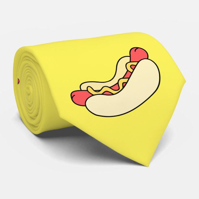 Funny Hotdog (Chien chaud) Cravate avec couleur pe (Roulé)