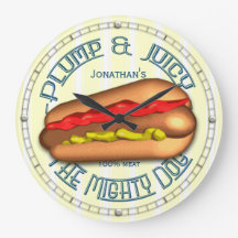 Funny Hotdog, horloge personnalisée de cuisine