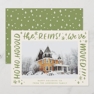 Funny House Moving Green Letters Weihnachtsfeierta Feiertagskarte