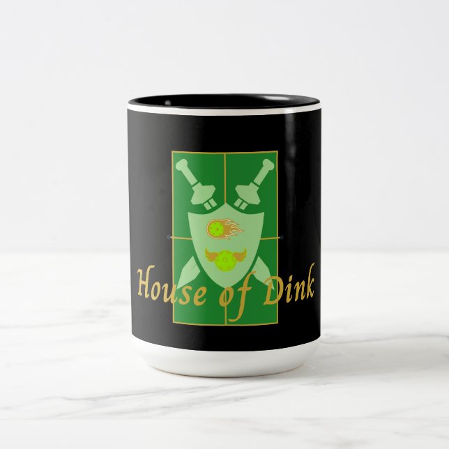 Funny House of Dink Pickleball Wappen Zweifarbige Tasse (Mittel)