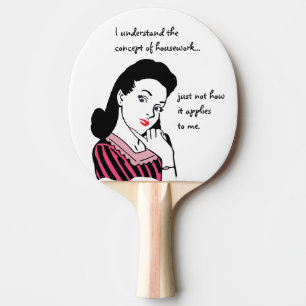 Funny Housework Concept Tischtennis Schläger