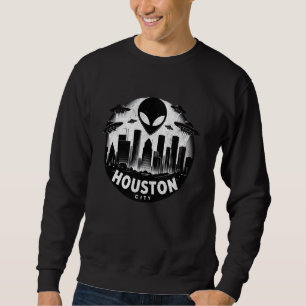 Funny Houston TX City Skyline UFO Space Außerirdis Sweatshirt