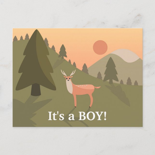 Funny "How Old" Whitetail Buck Baby Ankündigungspostkarte (Vorderseite)