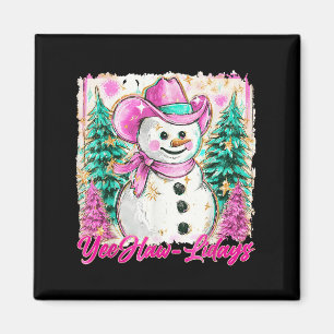 Funny Howdy Cowboy Snowman Western Frohe Weihnacht Magnet