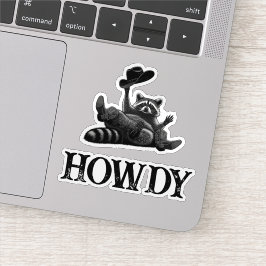 Funny Howdy Raccoon with Cowboy Hat and Boots Aufkleber