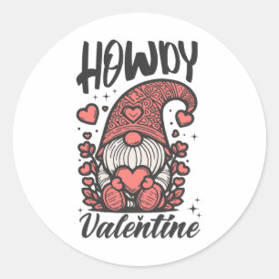 Funny Howdy Valentine Gnome Design Gnomes Lover Cu Runder Aufkleber