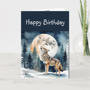 Funny Howling Coyote Birthday Karte