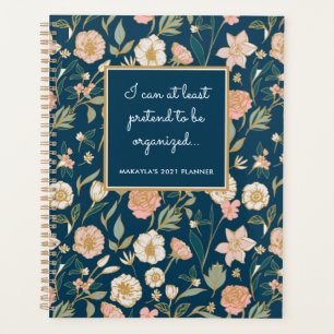 Funny Hübsch Gold Floral Muster Name Navy Planer