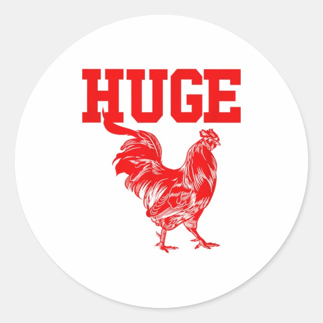 Funny Huge Mens Rooster Graphic  Runder Aufkleber (Vorderseite)