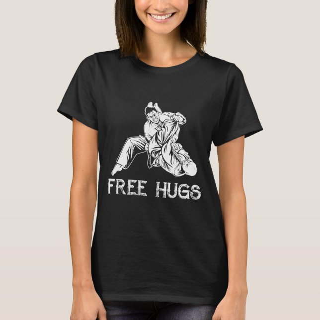 Funny Hugs Brazilian Jiu Jitsu Mma Bjj  T-Shirt (Vorderseite)