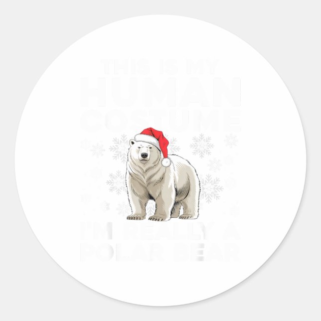 Funny Human Costume Lar Bear Christmas Lights Sant Runder Aufkleber (Vorderseite)