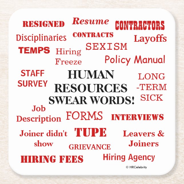 Funny Human Resources Swear Words Geschenk Rechteckiger Pappuntersetzer (Vorderseite)