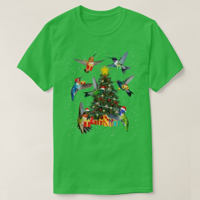 Funny Hummingbird Christmas Tree Hummingbird Lover T-Shirt (Design vorne)