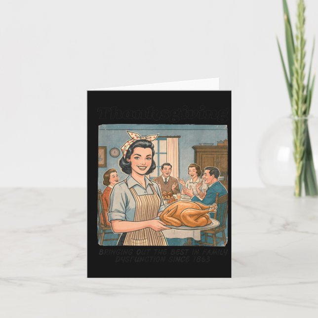 Funny Humor Retro Thanksgiving Family Dysfunction  Karte (Vorderseite)
