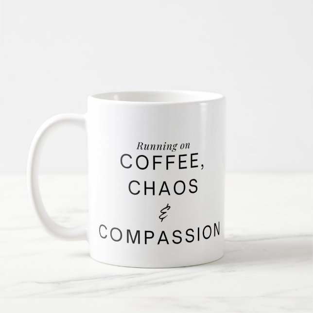 Funny Humorous Nurse Coffee and Compassion  Kaffeetasse (Links)
