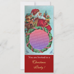 FUNNY, HUMOROUS SANTA CLAUS VINTAGE Fotovorlage Einladung