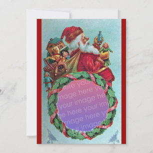 FUNNY,HUMOROUS SANTA VINTAGE Fotovorlage Rot Einladung