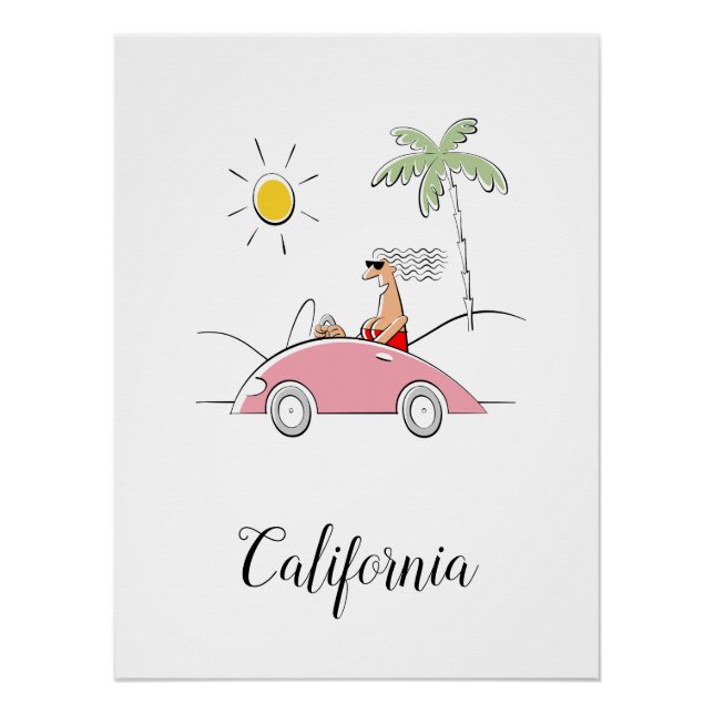 Funny Humour California Lady Extravagant Car Poster (Vorderseite)