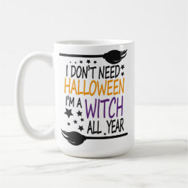 Funny Humour Halloween Hexenbroomstick Kaffeetasse
